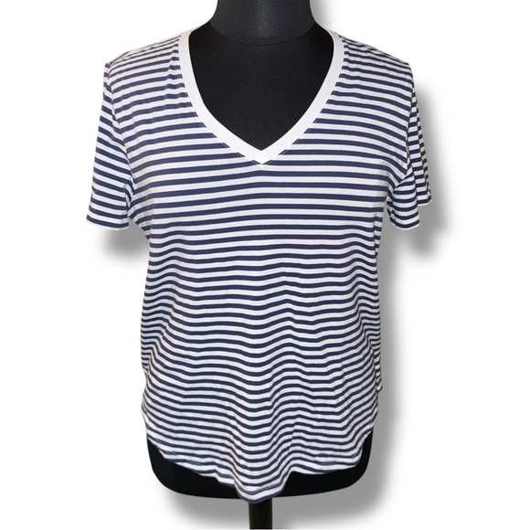LULULEMON Love V-Neck - 14 Narrow Bold Stripe Club Blue/White - Picture 2 of 12